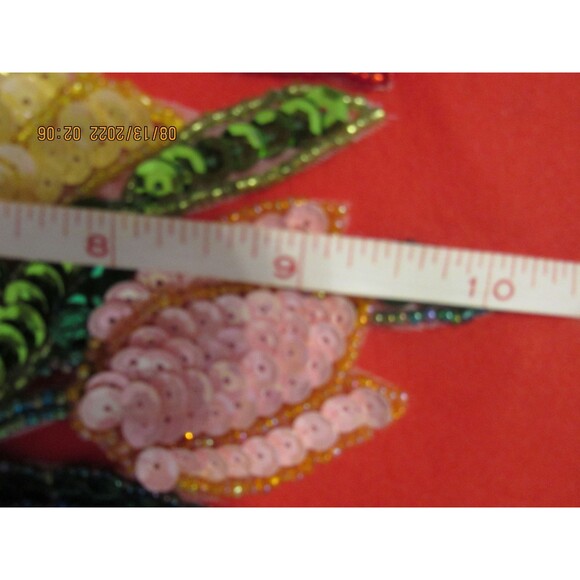 Vintage Kitten kitty Cat with Tulips Sequence Applique sewing sequence beads - Picture 2 of 5